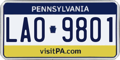 PA license plate LAO9801