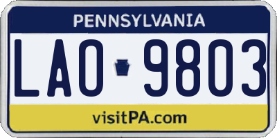 PA license plate LAO9803