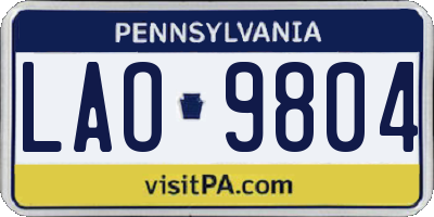 PA license plate LAO9804
