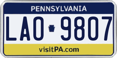 PA license plate LAO9807