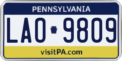 PA license plate LAO9809