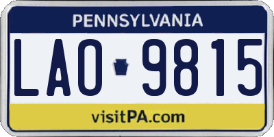PA license plate LAO9815