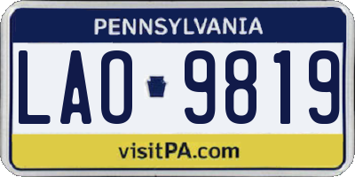 PA license plate LAO9819