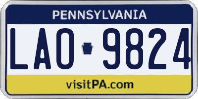 PA license plate LAO9824