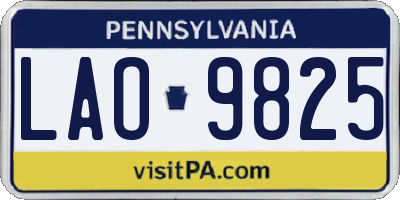 PA license plate LAO9825