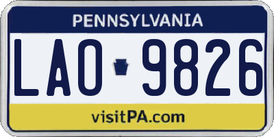 PA license plate LAO9826