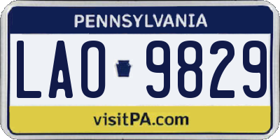PA license plate LAO9829