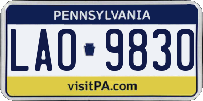 PA license plate LAO9830