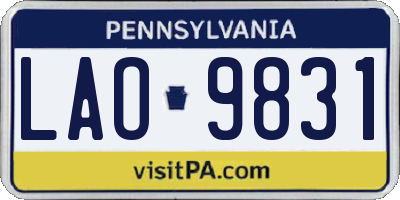 PA license plate LAO9831