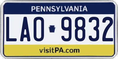 PA license plate LAO9832
