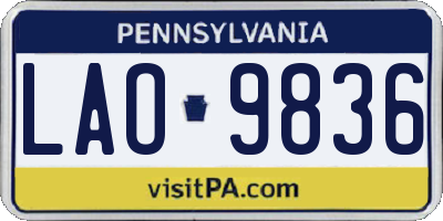 PA license plate LAO9836