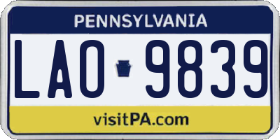 PA license plate LAO9839