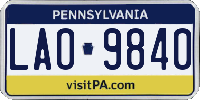 PA license plate LAO9840