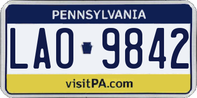 PA license plate LAO9842