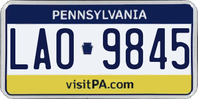 PA license plate LAO9845