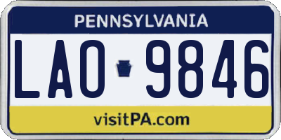 PA license plate LAO9846