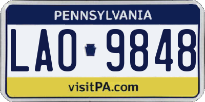 PA license plate LAO9848