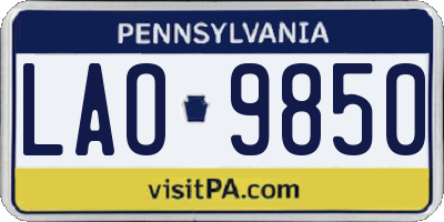 PA license plate LAO9850