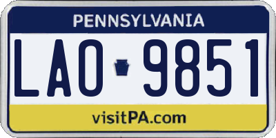 PA license plate LAO9851