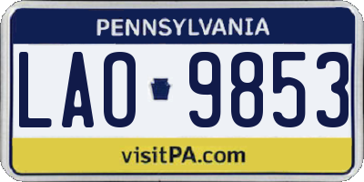 PA license plate LAO9853