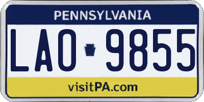 PA license plate LAO9855