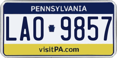 PA license plate LAO9857