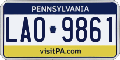 PA license plate LAO9861