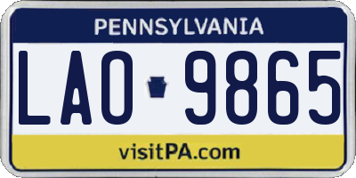PA license plate LAO9865