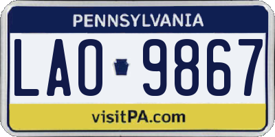PA license plate LAO9867