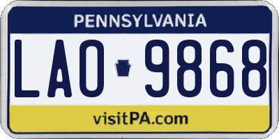 PA license plate LAO9868