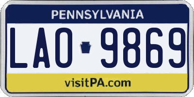 PA license plate LAO9869