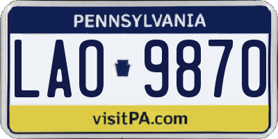 PA license plate LAO9870