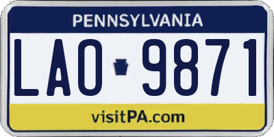 PA license plate LAO9871