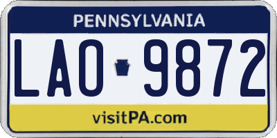PA license plate LAO9872