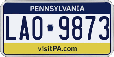 PA license plate LAO9873