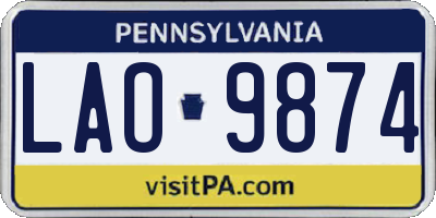PA license plate LAO9874