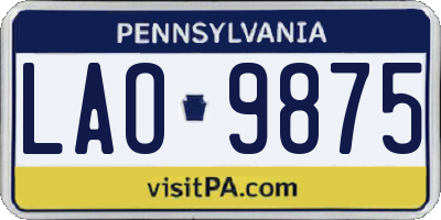 PA license plate LAO9875