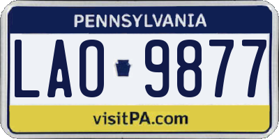 PA license plate LAO9877