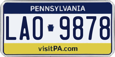PA license plate LAO9878
