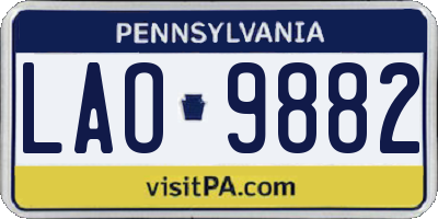 PA license plate LAO9882