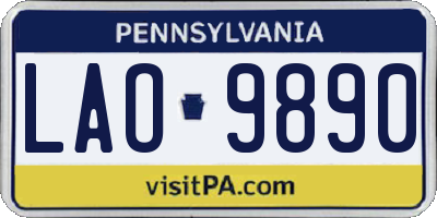 PA license plate LAO9890