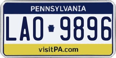 PA license plate LAO9896