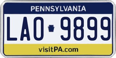 PA license plate LAO9899