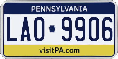 PA license plate LAO9906