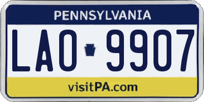 PA license plate LAO9907