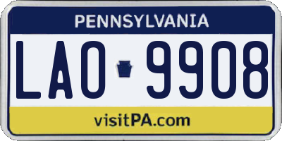 PA license plate LAO9908