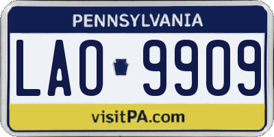 PA license plate LAO9909