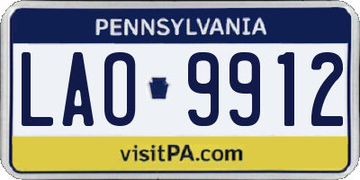 PA license plate LAO9912