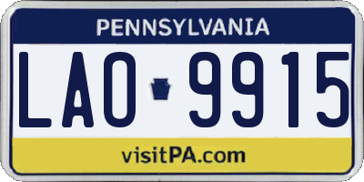 PA license plate LAO9915