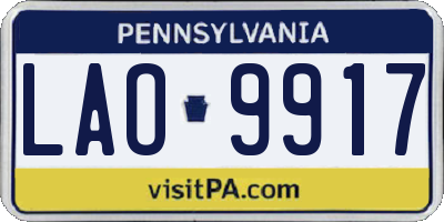 PA license plate LAO9917